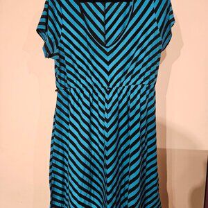 Torrid Teal Black Stripe Dress - Size 2